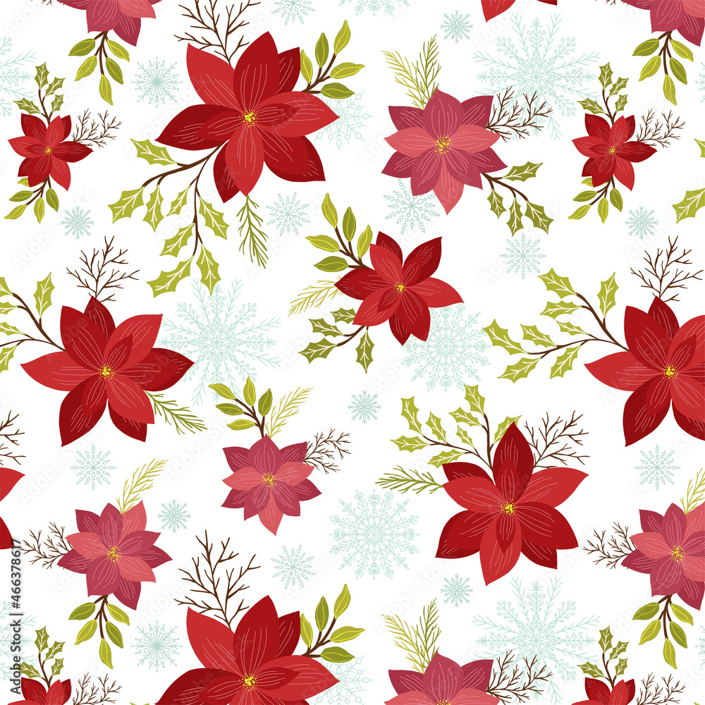 Snow_Flakes And Christmas Floral Pattern Snow_Flakes And Christmas Floral Pattern