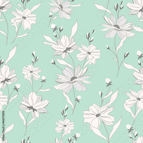 Winter and White Flowers Pattern