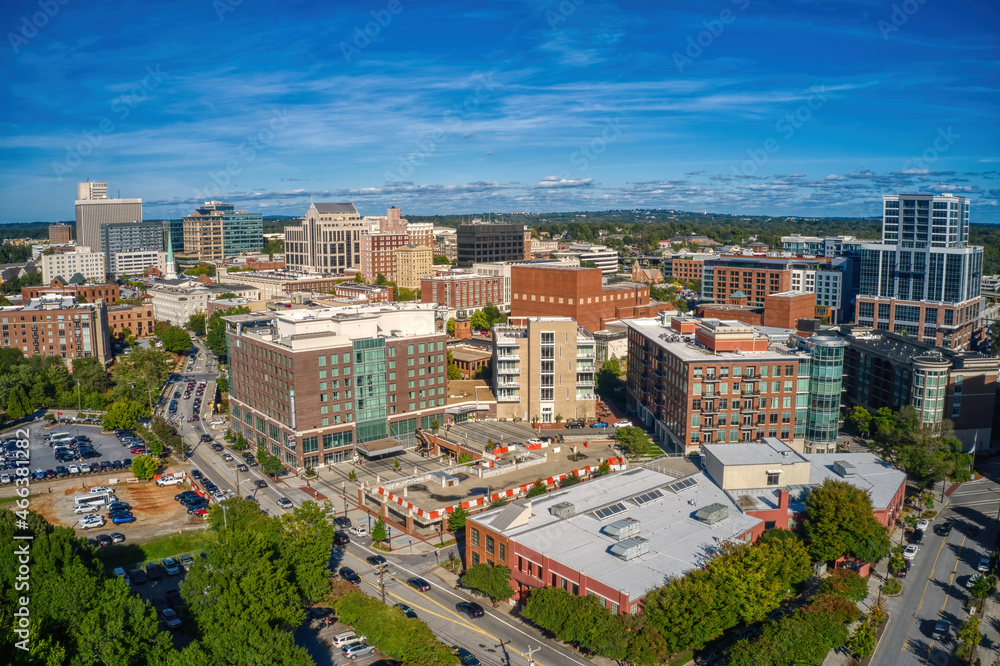 Aerial View of Greenville, South Carolina during Autumn Aerial View of Greenville, South Carolina during Autumn