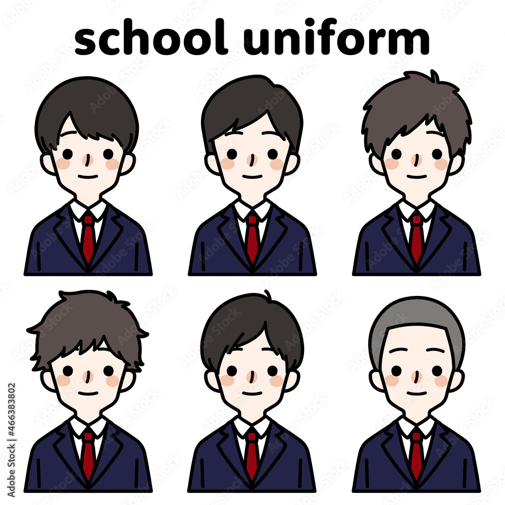 人物イラストセット_男子高生 人物イラストセット_男子高生