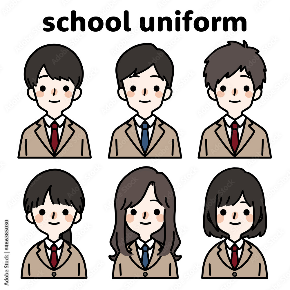 人物イラストセット_学生 人物イラストセット_学生