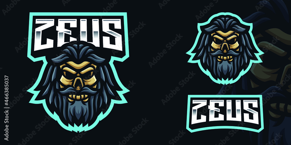 Zeus Skull Gaming Mascot Logo Template