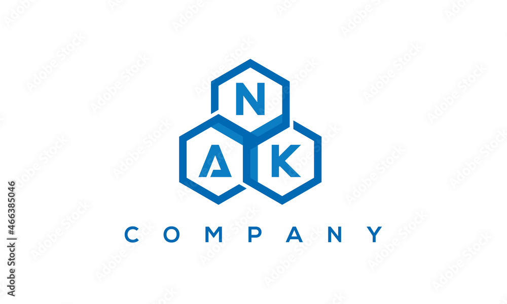 NAK letters design logo with three polygon hexagon logo vector template NAK letters design logo with three polygon hexagon logo vector template