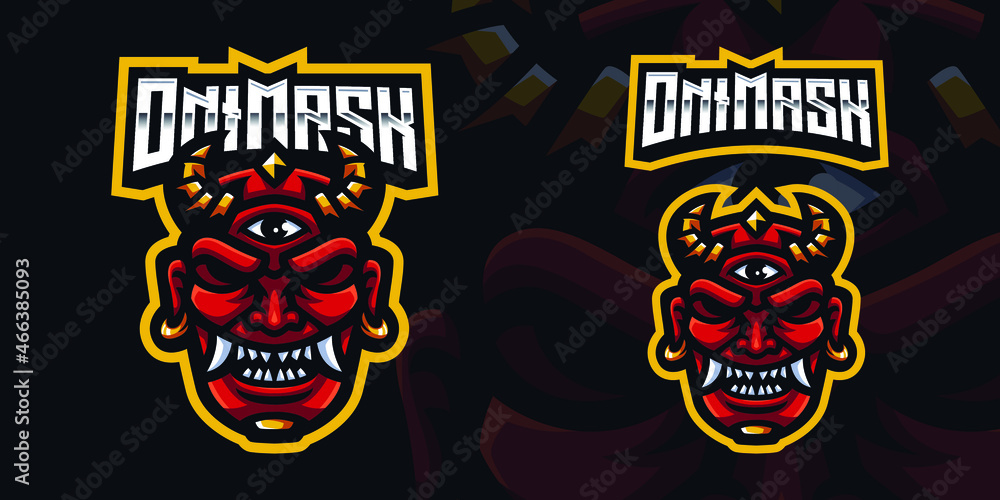 Oni Mask Mascot Gaming Logo Template