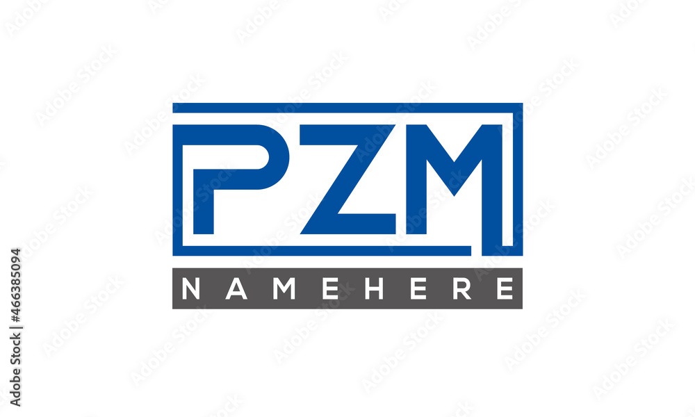 PZM Letters Logo With Rectangle Logo Vector PZM Letters Logo With Rectangle Logo Vector