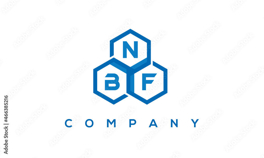 NBF letters design logo with three polygon hexagon logo vector template	