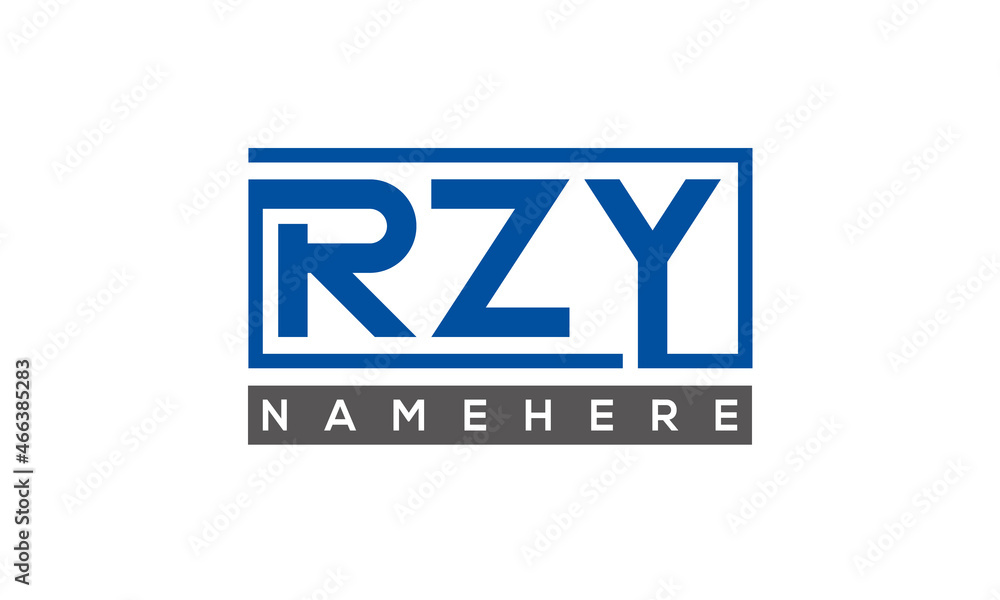 RZY Letters Logo With Rectangle Logo Vector RZY Letters Logo With Rectangle Logo Vector