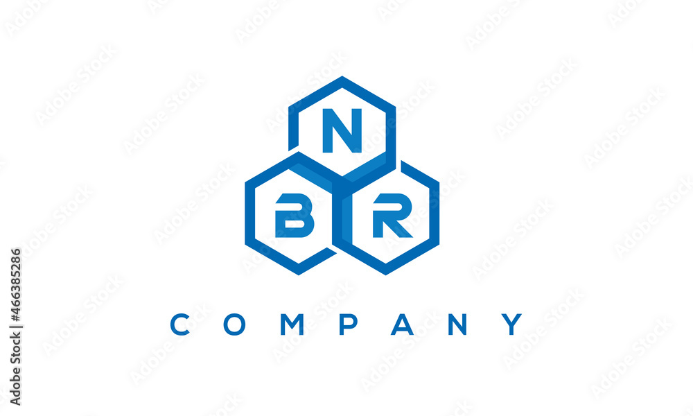 NBR letters design logo with three polygon hexagon logo vector template	