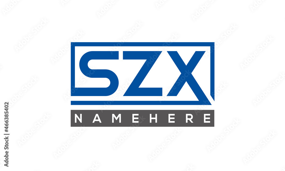 SZX Letters Logo With Rectangle Logo Vector SZX Letters Logo With Rectangle Logo Vector