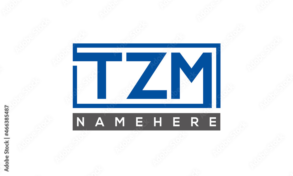 TZM Letters Logo With Rectangle Logo Vector TZM Letters Logo With Rectangle Logo Vector