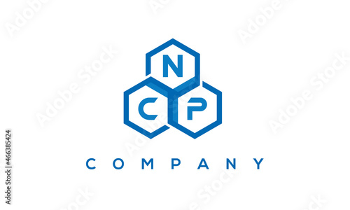 NCP letters design logo with three polygon hexagon logo vector template	 photo