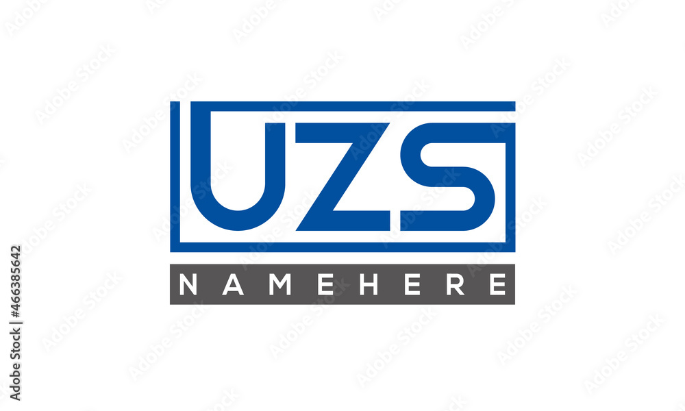 UZS Letters Logo With Rectangle Logo Vector UZS Letters Logo With Rectangle Logo Vector
