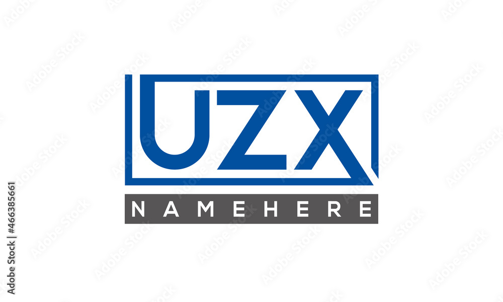 UZX Letters Logo With Rectangle Logo Vector UZX Letters Logo With Rectangle Logo Vector