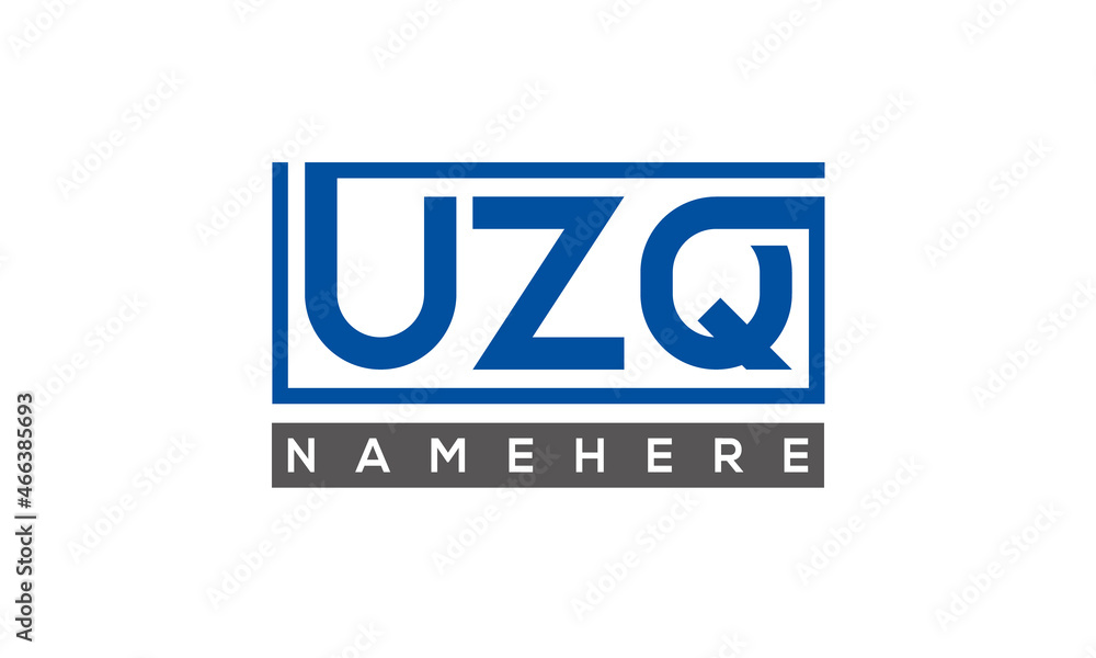 UZQ Letters Logo With Rectangle Logo Vector UZQ Letters Logo With Rectangle Logo Vector