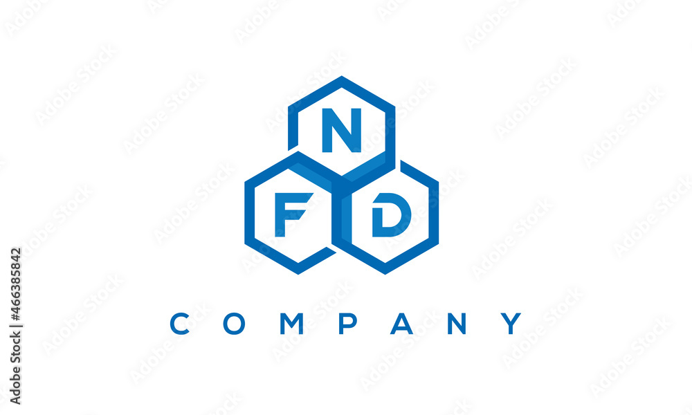 NFD letters design logo with three polygon hexagon logo vector template NFD letters design logo with three polygon hexagon logo vector template