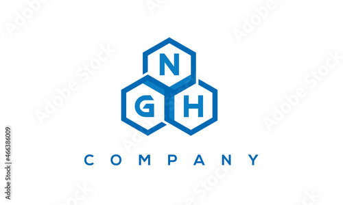NGH letters design logo with three polygon hexagon logo vector template	 photo