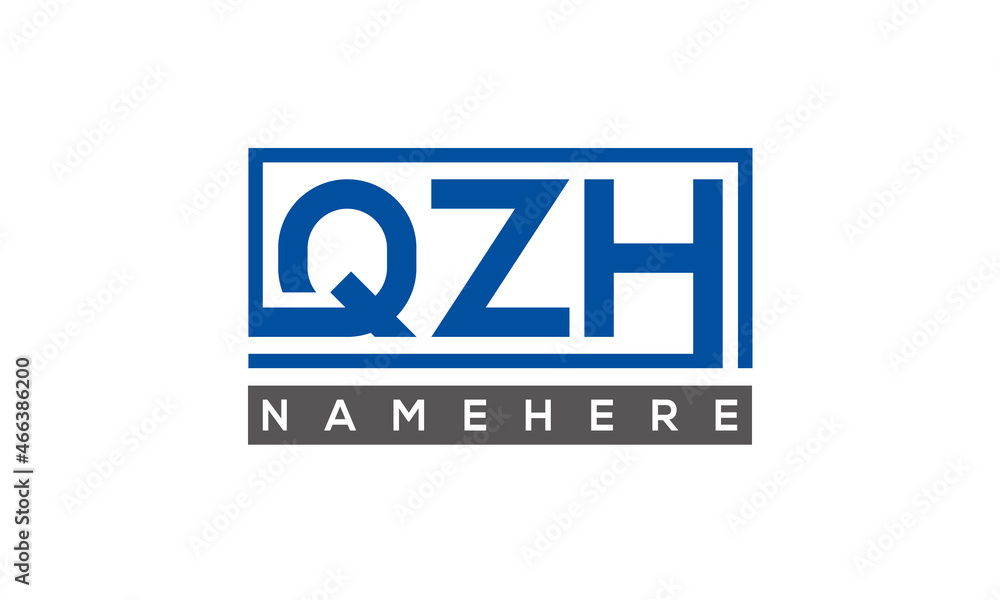 QZH Letters Logo With Rectangle Logo Vector QZH Letters Logo With Rectangle Logo Vector