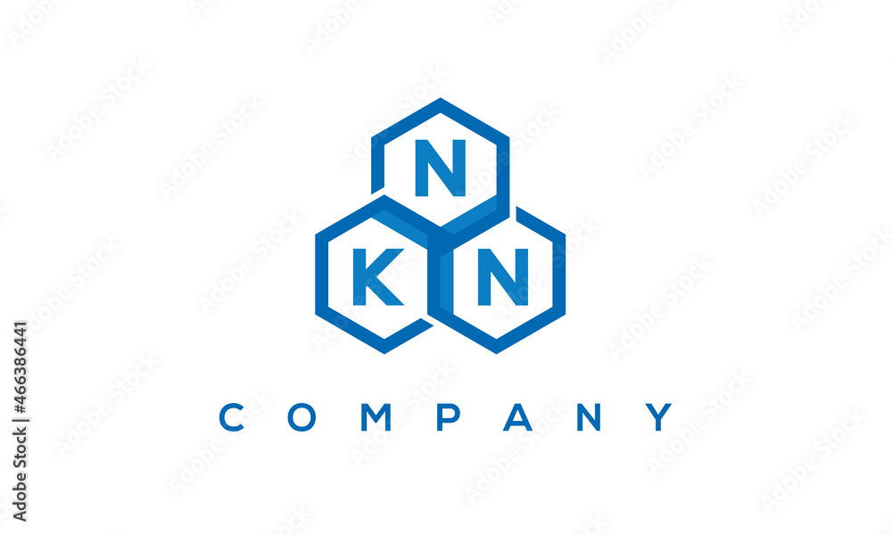 NKN letters design logo with three polygon hexagon logo vector template	