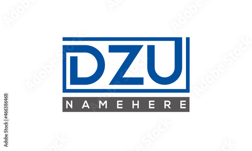 DZU Letters Logo With Rectangle Logo Vector