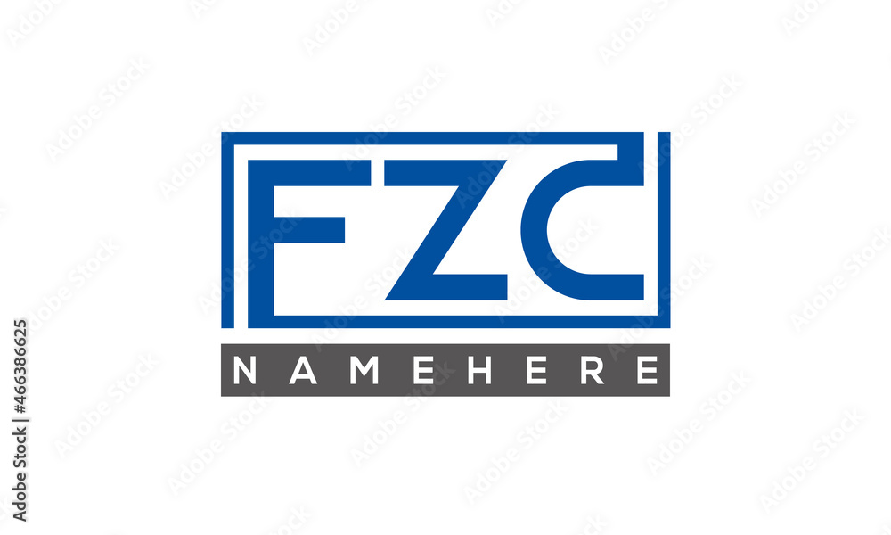 FZC Letters Logo With Rectangle Logo Vector FZC Letters Logo With Rectangle Logo Vector