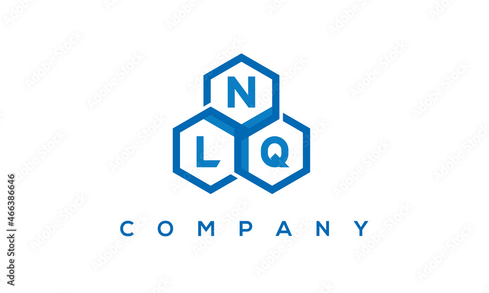 NLQ letters design logo with three polygon hexagon logo vector template	