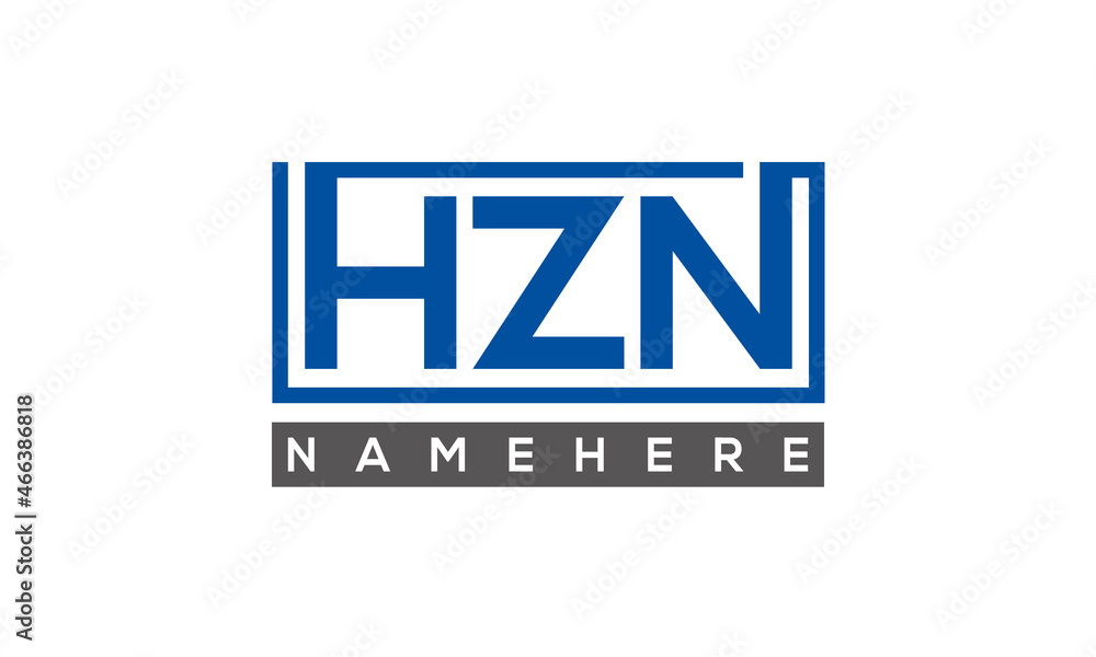 HZN Letters Logo With Rectangle Logo Vector HZN Letters Logo With Rectangle Logo Vector