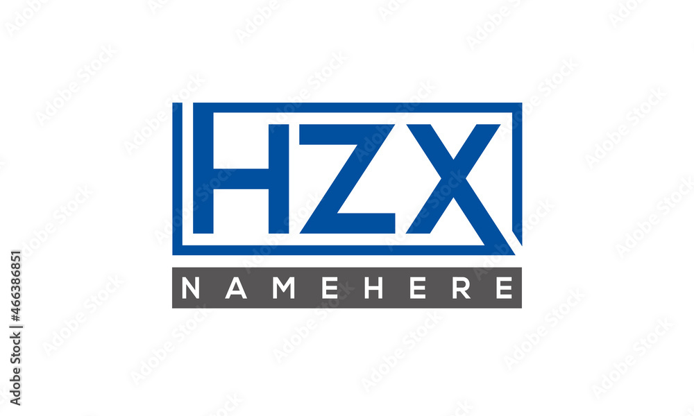 HZX Letters Logo With Rectangle Logo Vector HZX Letters Logo With Rectangle Logo Vector