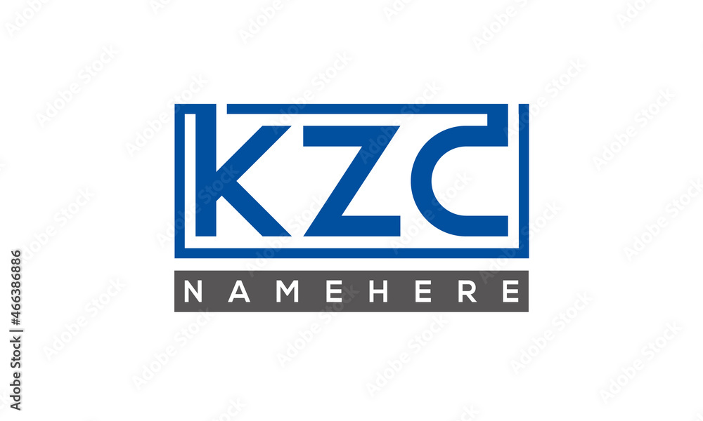 KZC Letters Logo With Rectangle Logo Vector KZC Letters Logo With Rectangle Logo Vector