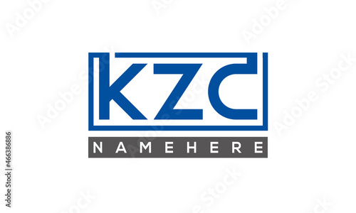KZC Letters Logo With Rectangle Logo Vector