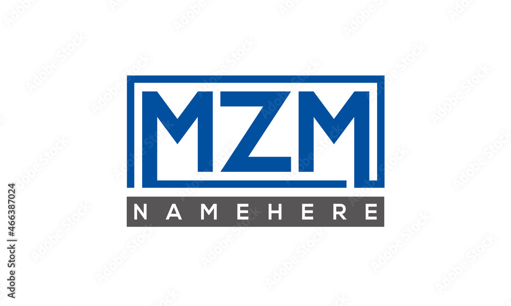 MZM Letters Logo With Rectangle Logo Vector MZM Letters Logo With Rectangle Logo Vector