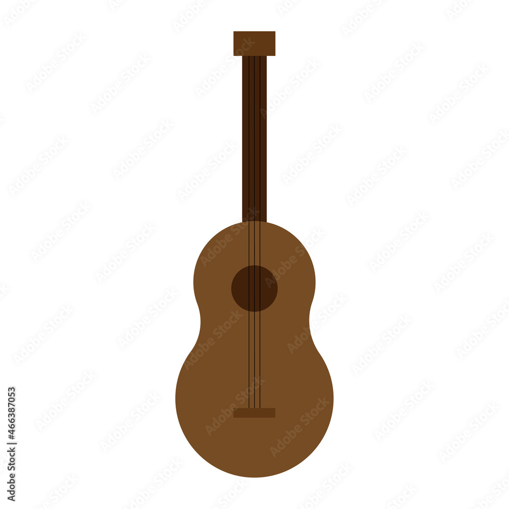Cartoon guitar. Hand drawn. Music concept. Audio instrument. Vintage doodle. Comic art. Vector illustration. Stock image.