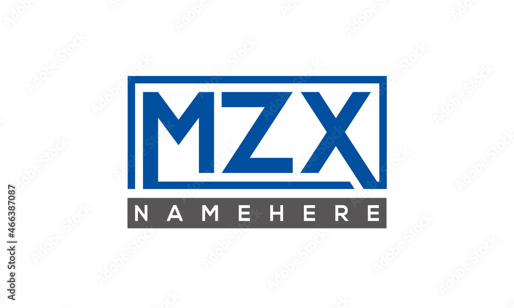 MZX Letters Logo With Rectangle Logo Vector MZX Letters Logo With Rectangle Logo Vector
