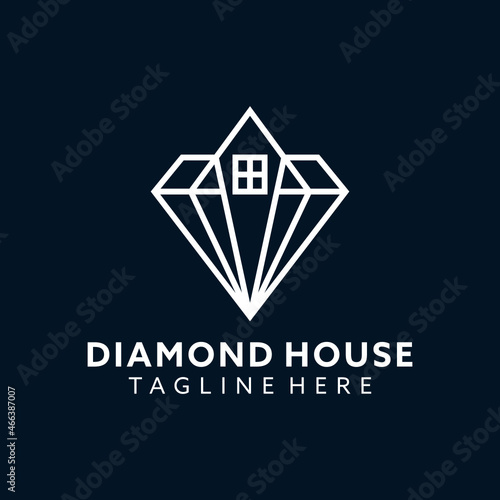 Luxury diamond house line art minimalist logo design