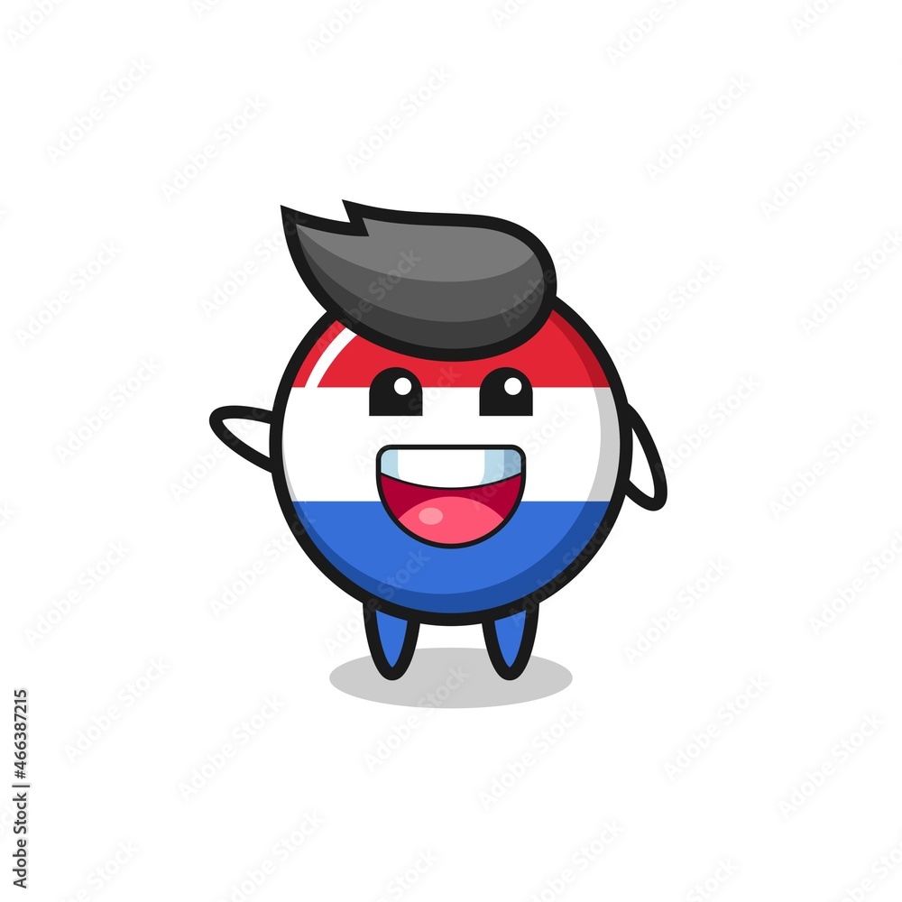 happy netherlands flag cute mascot character