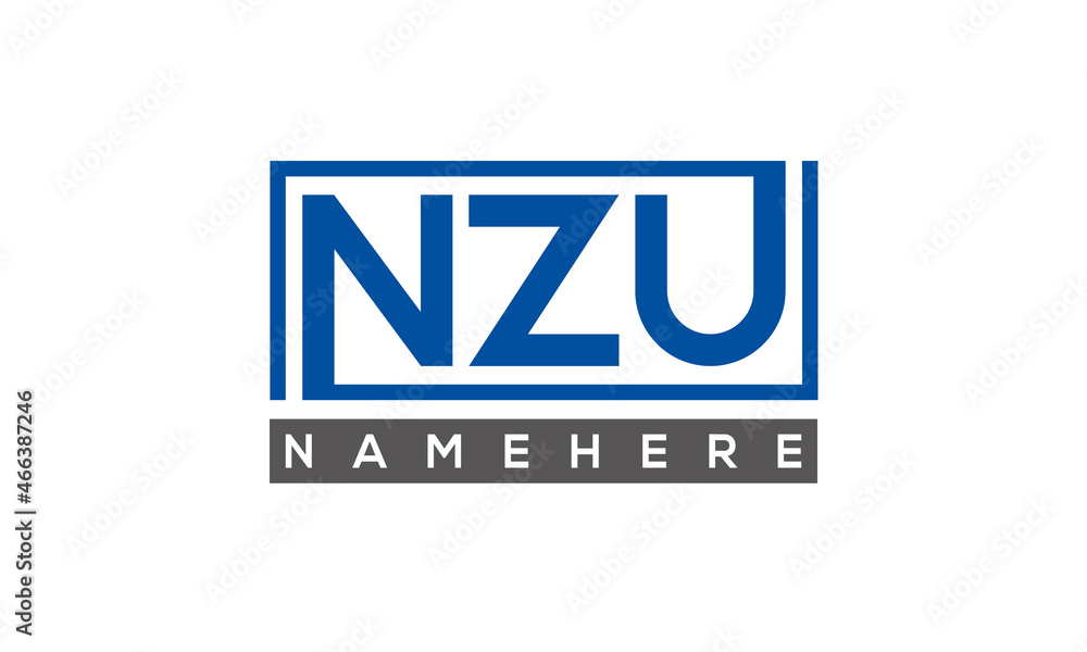 NZU Letters Logo With Rectangle Logo Vector NZU Letters Logo With Rectangle Logo Vector