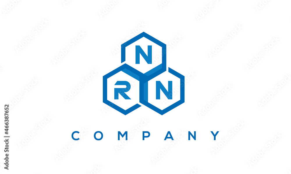 NRN letters design logo with three polygon hexagon logo vector template	