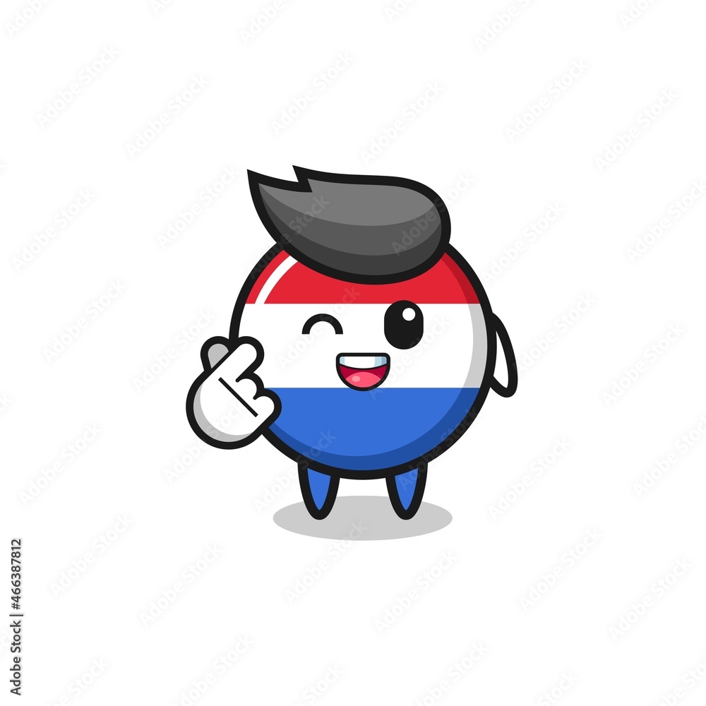 netherlands flag character doing Korean finger heart