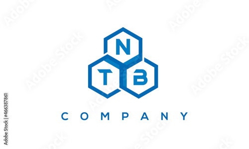 NTB letters design logo with three polygon hexagon logo vector template	 photo