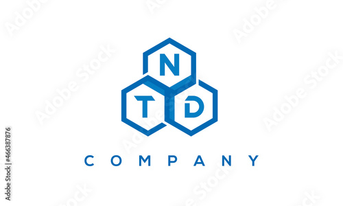 NTD letters design logo with three polygon hexagon logo vector template	 photo