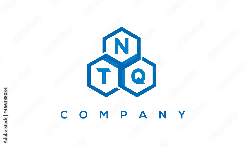 NTQ letters design logo with three polygon hexagon logo vector template	