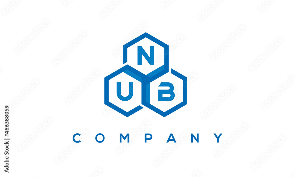 NUB letters design logo with three polygon hexagon logo vector template	