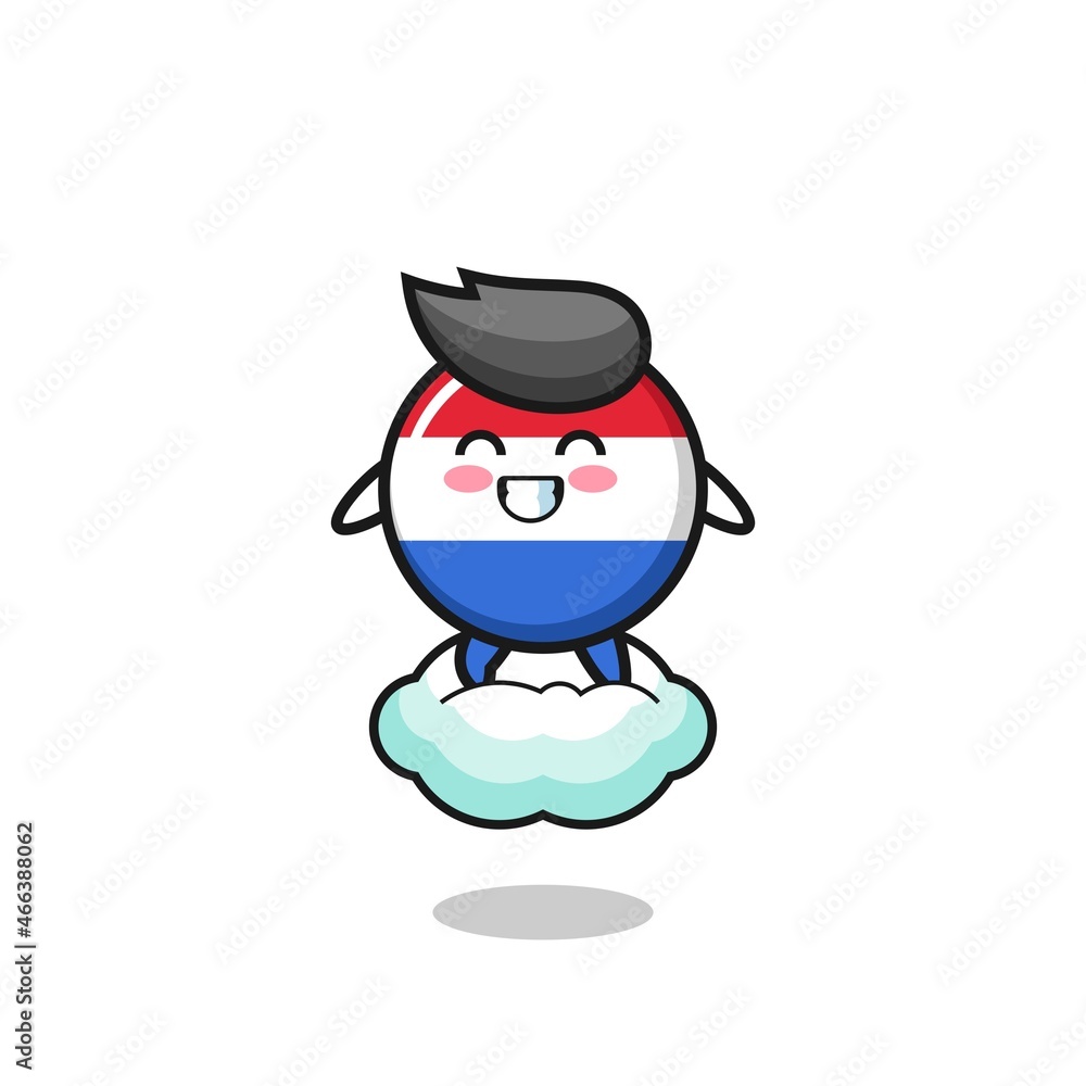 cute netherlands flag illustration riding a floating cloud cute netherlands flag illustration riding a floating cloud