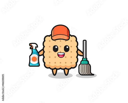 cute cracker character as cleaning services mascot
