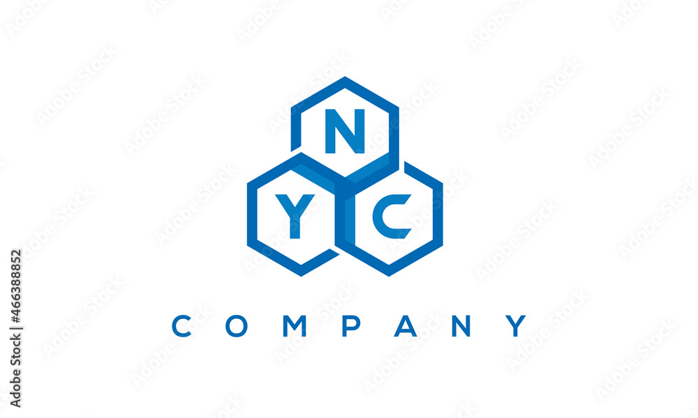 NYC letters design logo with three polygon hexagon logo vector template NYC letters design logo with three polygon hexagon logo vector template