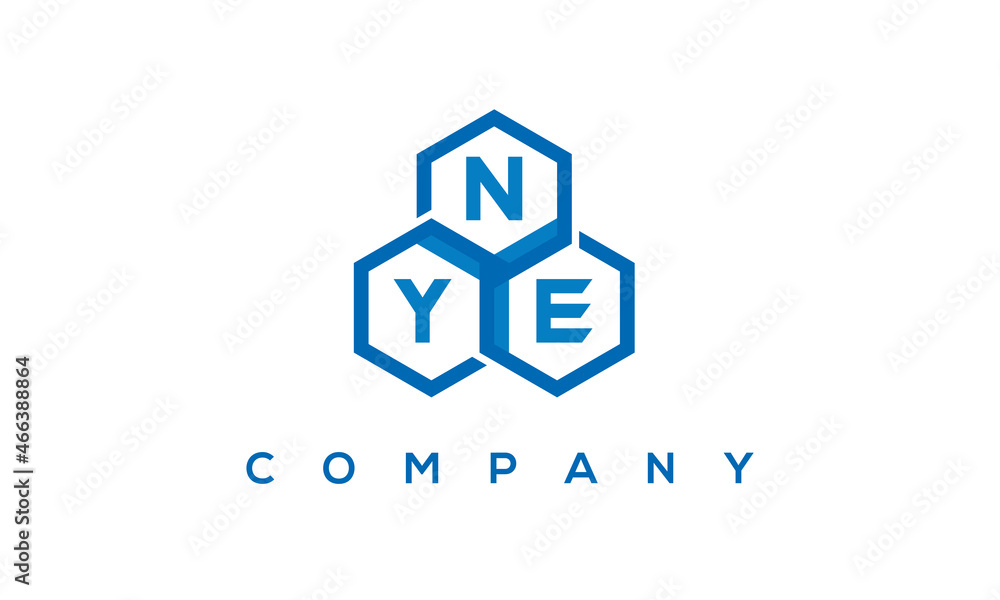 NYE letters design logo with three polygon hexagon logo vector template NYE letters design logo with three polygon hexagon logo vector template