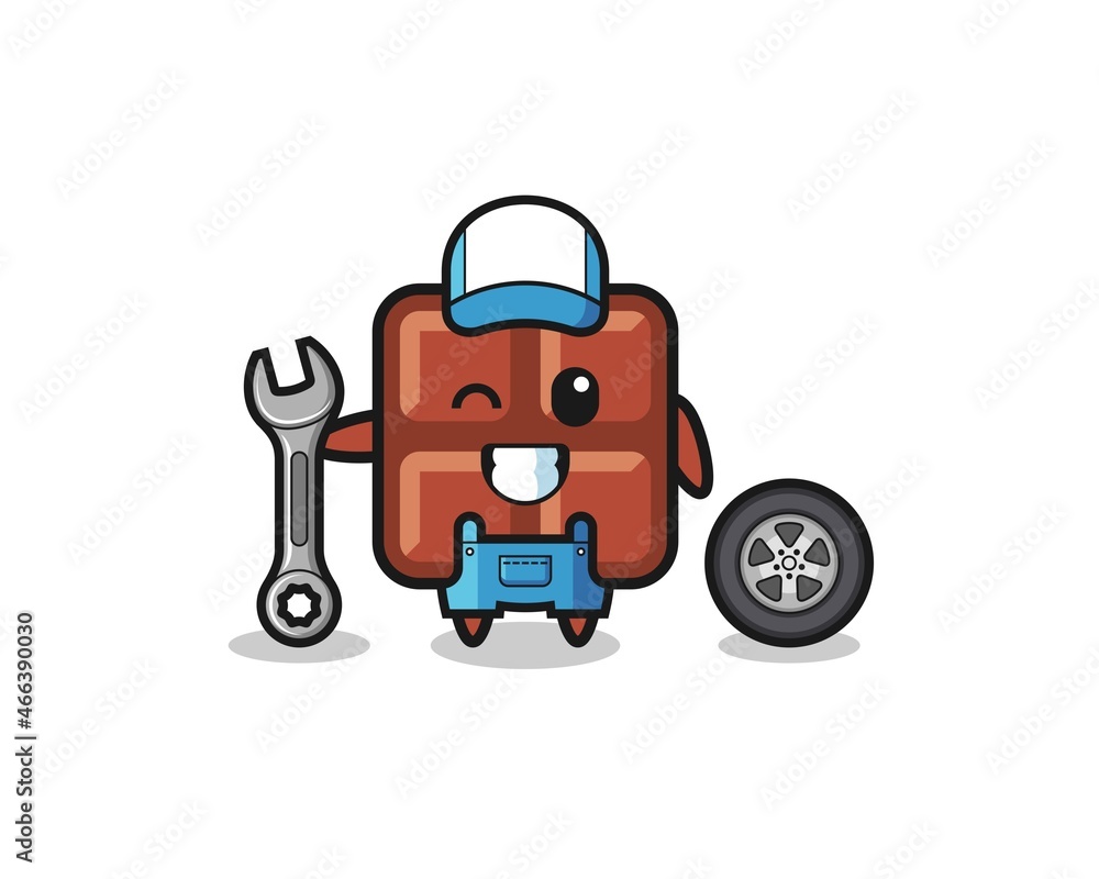 the chocolate bar character as a mechanic mascot