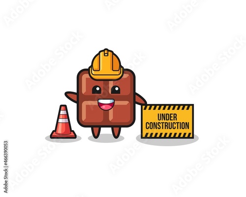 illustration of chocolate bar with under construction banner