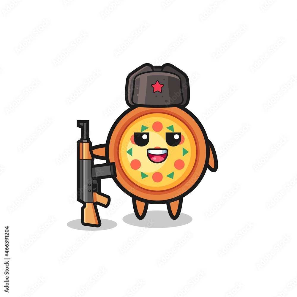 cute pizza cartoon as Russian army