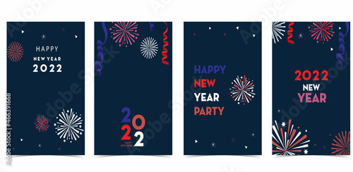 Wallpaper Mural New year card collection with firework,frame,star.Vector illustration for poster,postcard,banner,cover Torontodigital.ca