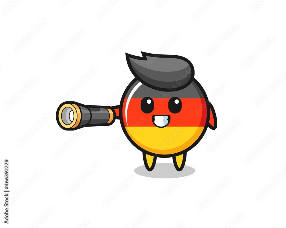 Naklejka premium germany flag mascot holding flashlight